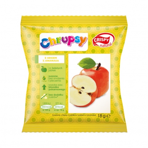 Chipsy z jabłka z sokiem ananas 18g Cripsy Natural 